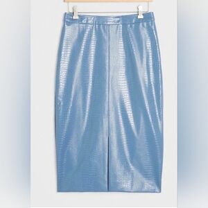 Anthropologie Crocodile Pencil Skirt, Powder Blue